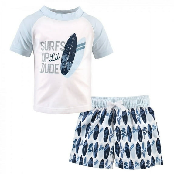 Hudson Baby Infant Boy Swim Rashguard Set, Surfs Up, 18-24 Months