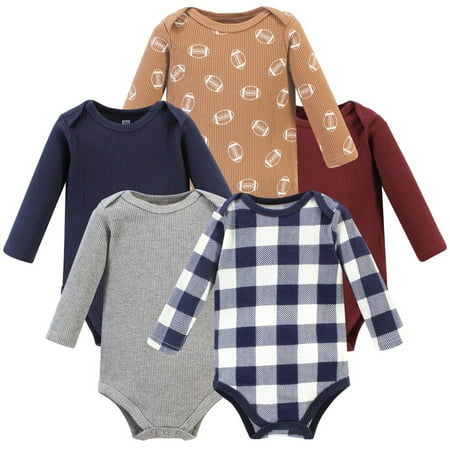 Hudson Baby Infant Boy Thermal Long Sleeve Bodysuits, Football, 12-18 Months