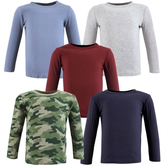 Hudson Baby Infant Boy Thermal Long Sleeve Tees 5pk, Basic Camo, 18-24 Months