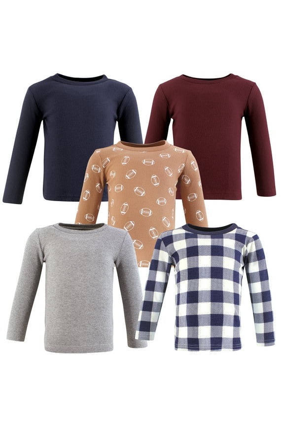 Infant Boy Thermal Long Sleeve Tees 5pk, Football, 12-18 Months