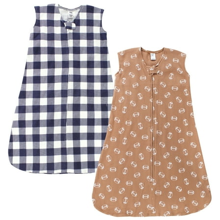 Hudson Baby Infant Boy Thermal Sleeveless Sleeping Bag 2pk, Football, 0-6 Months