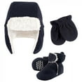 thumbnail image 1 of Hudson Baby Infant Boy Trapper Hat, Mitten and Bootie Set, Navy, 18-24 Months, 1 of 6