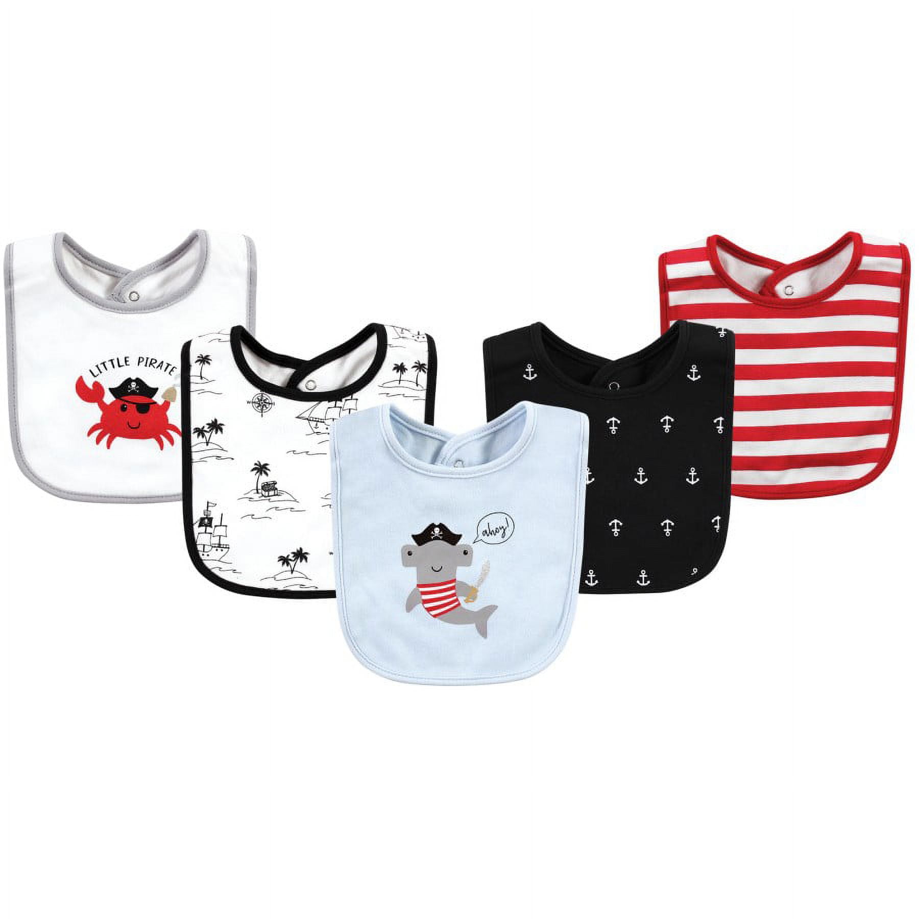 Hudson Baby Infant Boy Cotton Bibs 5pk, Baseball, One Size