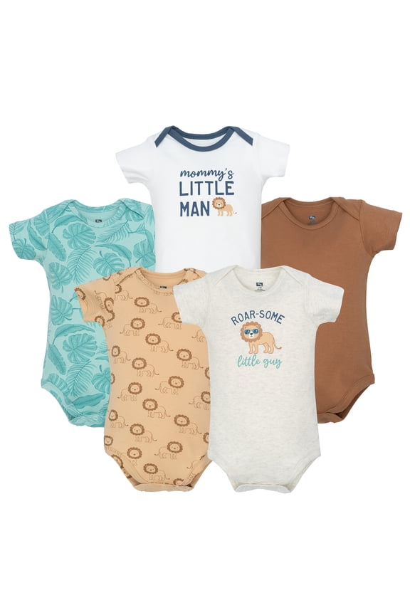 Infant Boys Cotton Bodysuits 5-Pack, Roarsome Little Lion, Preemie