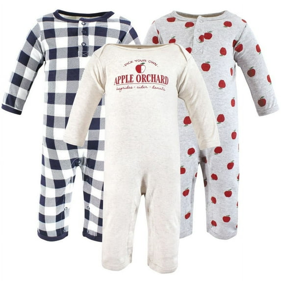 Hudson Baby Infant Boys Cotton Coveralls, Apple Orchard, 0-3 Months