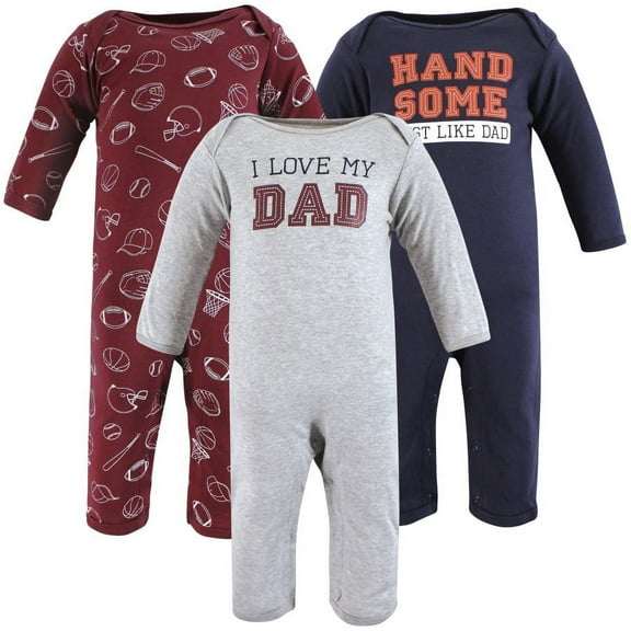 Hudson Baby Infant Boys Cotton Coveralls, Love Dad, 9-12 Months