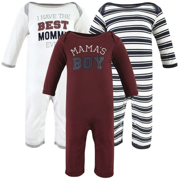 Hudson Baby Infant Boys Cotton Coveralls, Mamas Boy, 3-6 Months
