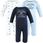 Hudson Baby Infant Boys Cotton Coveralls, Newest Family Member, 0-3 Months