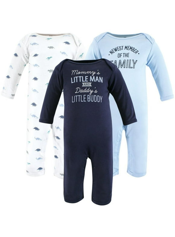 Hudson Baby Infant Boys Cotton Coveralls, Newest Family Member, 0-3 Months