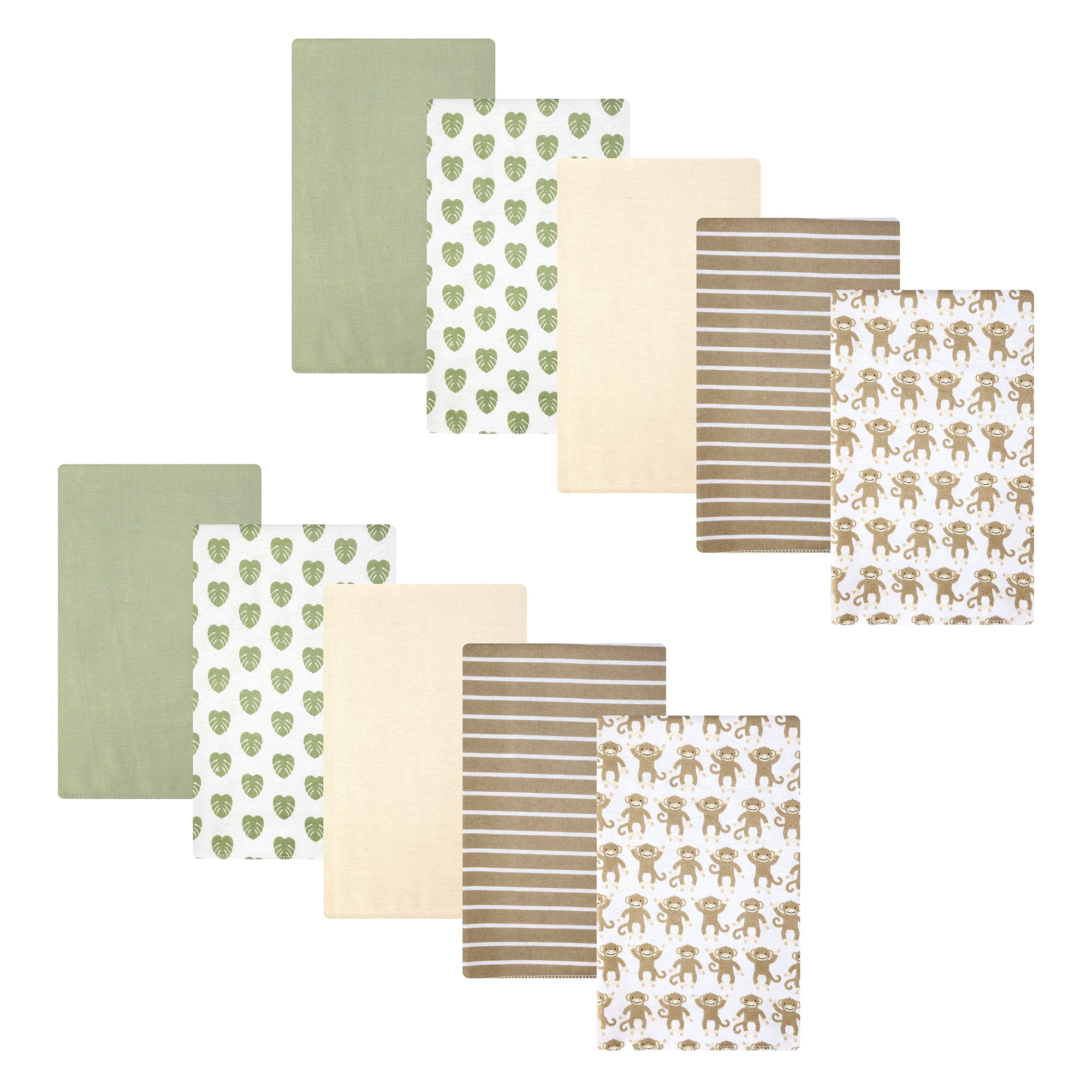 Hudson Baby Infant Boys Cotton Flannel Burp Cloths 10-Pack, Monkey, One Size