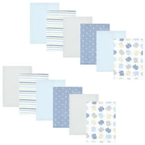 Hudson Baby Infant Boys Cotton Flannel Burp Cloths 12pk, Multi Color Boy Elephant, One Size