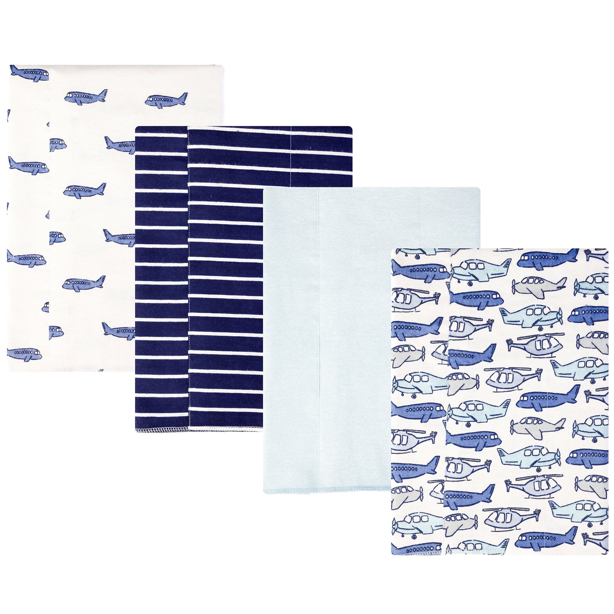 Hudson Baby Infant Boys Cotton Flannel Burp Cloths 4-Pack, Born To Fly, One Size