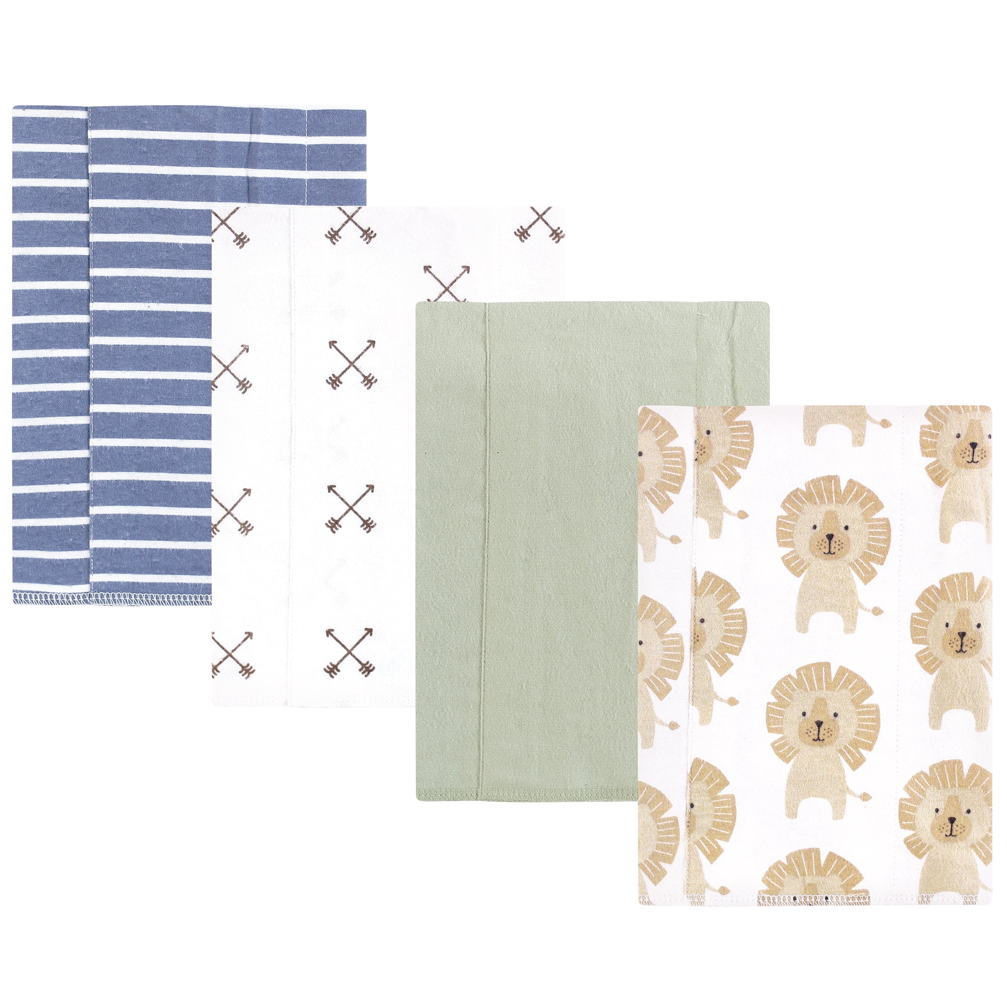 Hudson Baby Infant Boys Cotton Flannel Burp Cloths 4pk, Modern Lion, One Size