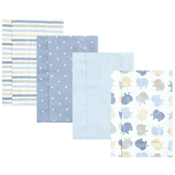 Hudson Baby Infant Boys Cotton Flannel Burp Cloths 4pk, Multi Color Boy Elephant, One Size