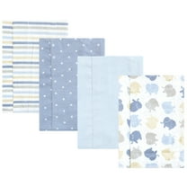 Hudson Baby Infant Boys Cotton Flannel Burp Cloths 4pk, Multi Color Boy Elephant, One Size
