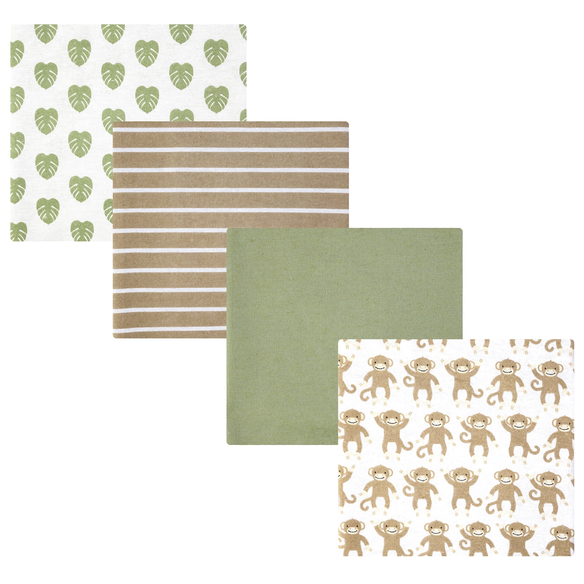 Hudson Baby Unisex Baby Cotton Poly Flannel Receiving Blankets, Monkey, One Size