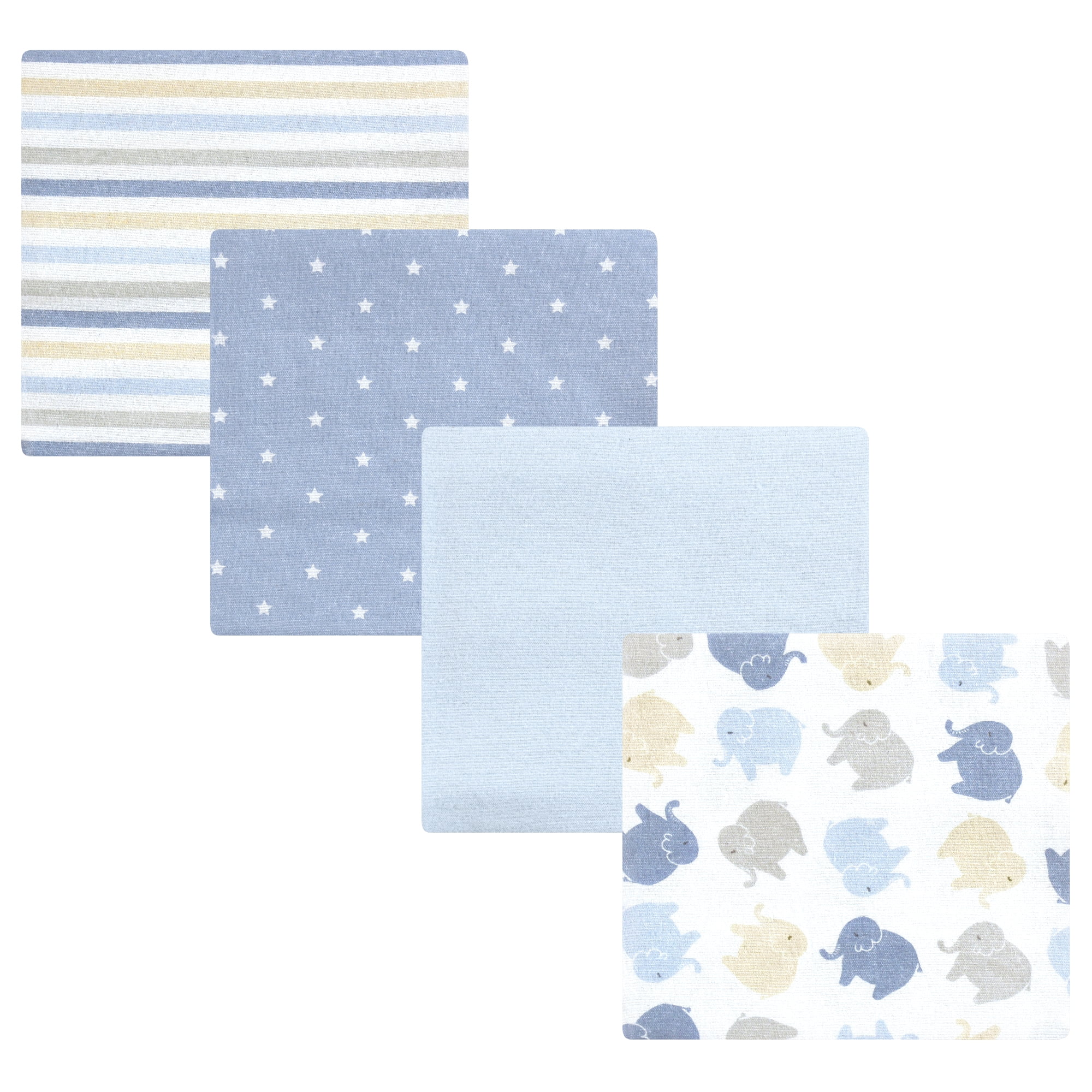 Hudson Baby Unisex Baby Cotton Poly Flannel Receiving Blankets, Multi Color Boy Elephant, One Size