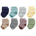 thumbnail image 1 of Hudson Baby Infant Boys Cotton Rich Newborn and Terry Socks, Dark Earth Tone Stripes, 6-12 Months, 1 of 6