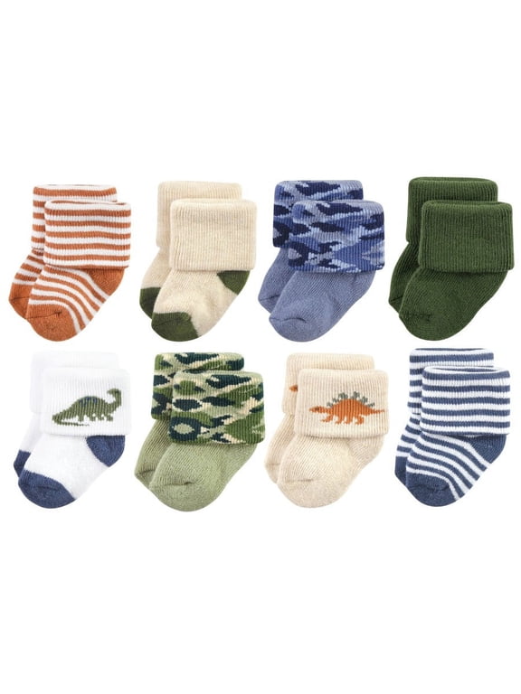 Infant Boys Cotton Rich Newborn and Terry Socks, Dinosaur Explorer, 0-6 Months