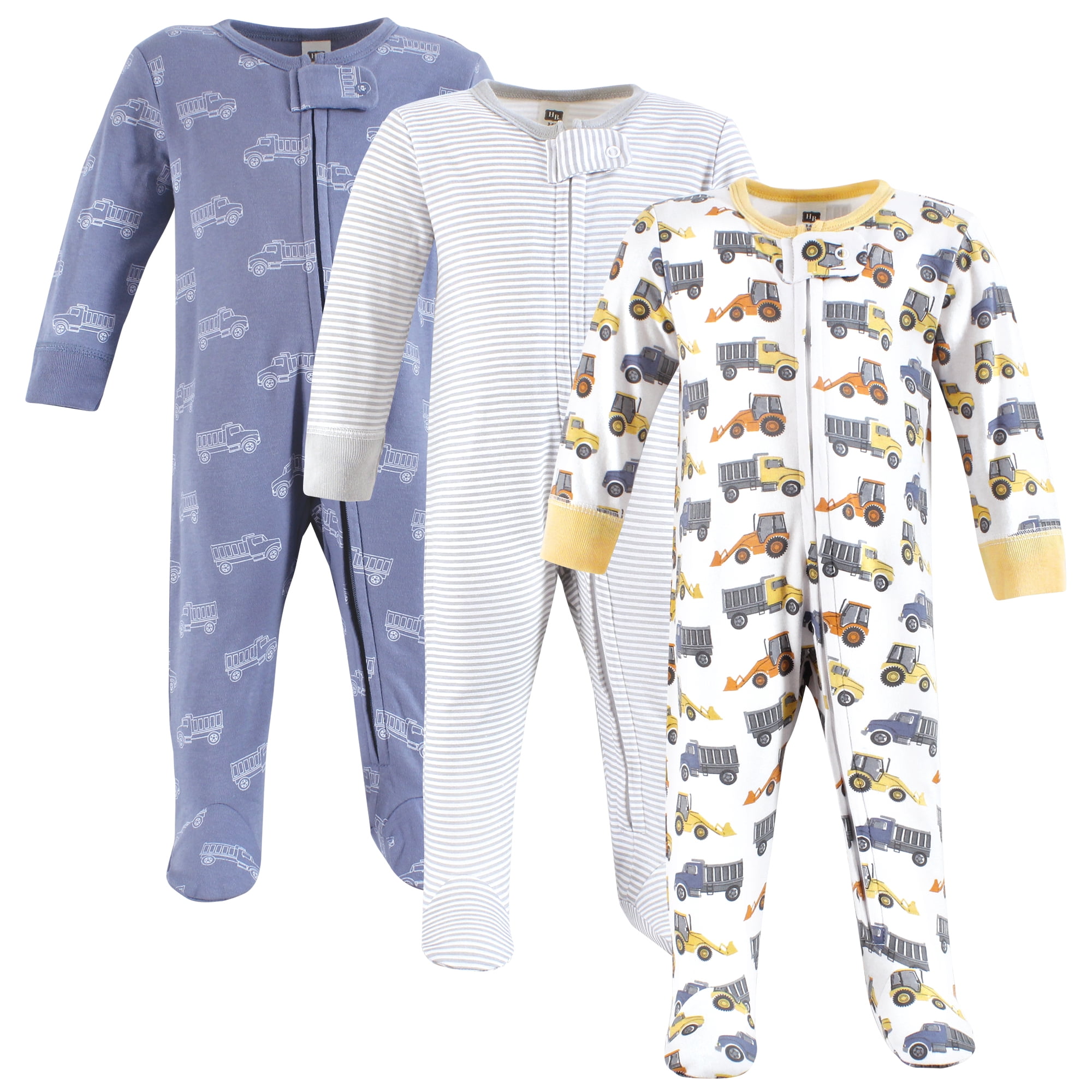 Hudson Baby Infant Boys Cotton Sleep and Play, Construction Trucks, 0-3 Months
