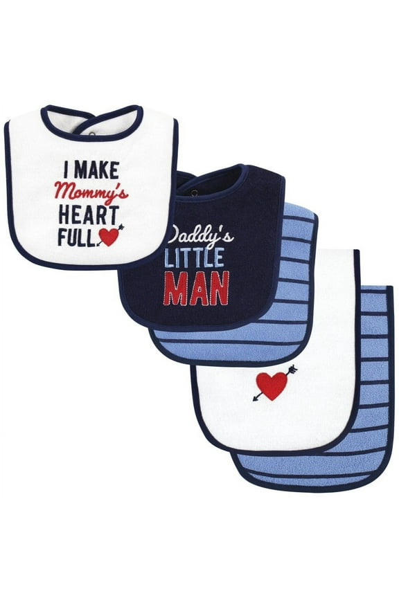 Infant Boys Cotton Terry Bib and Burp Cloth Set, Daddys Little Man, One Size