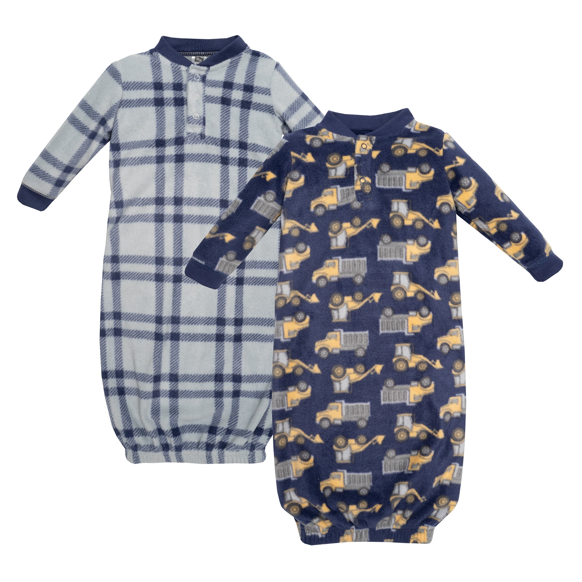 Hudson Baby Infant Boys Fleece Gowns, Construction Trucks, 0-6 Months