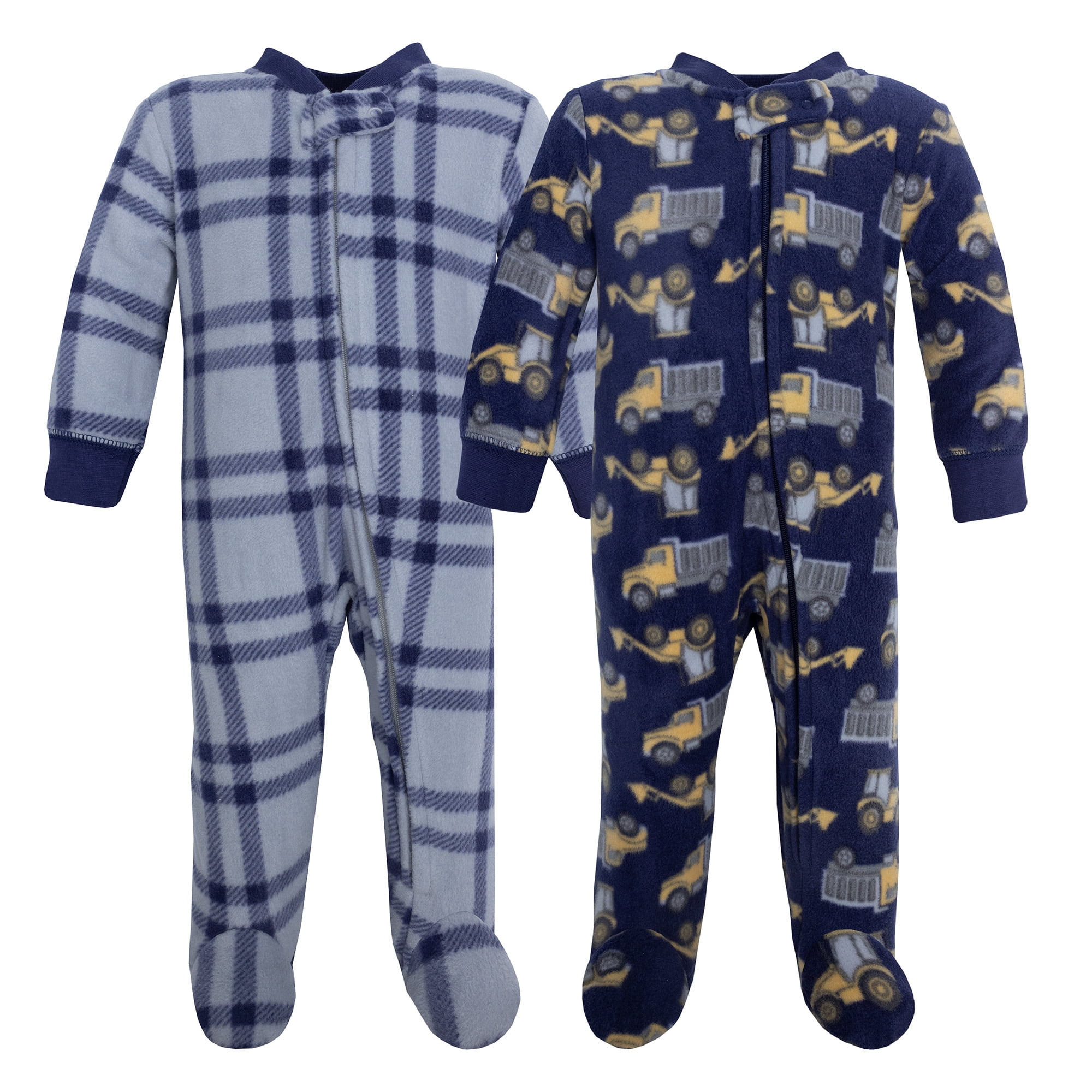 Hudson Baby Infant Boys Fleece Sleep and Play, Construction Trucks, Preemie