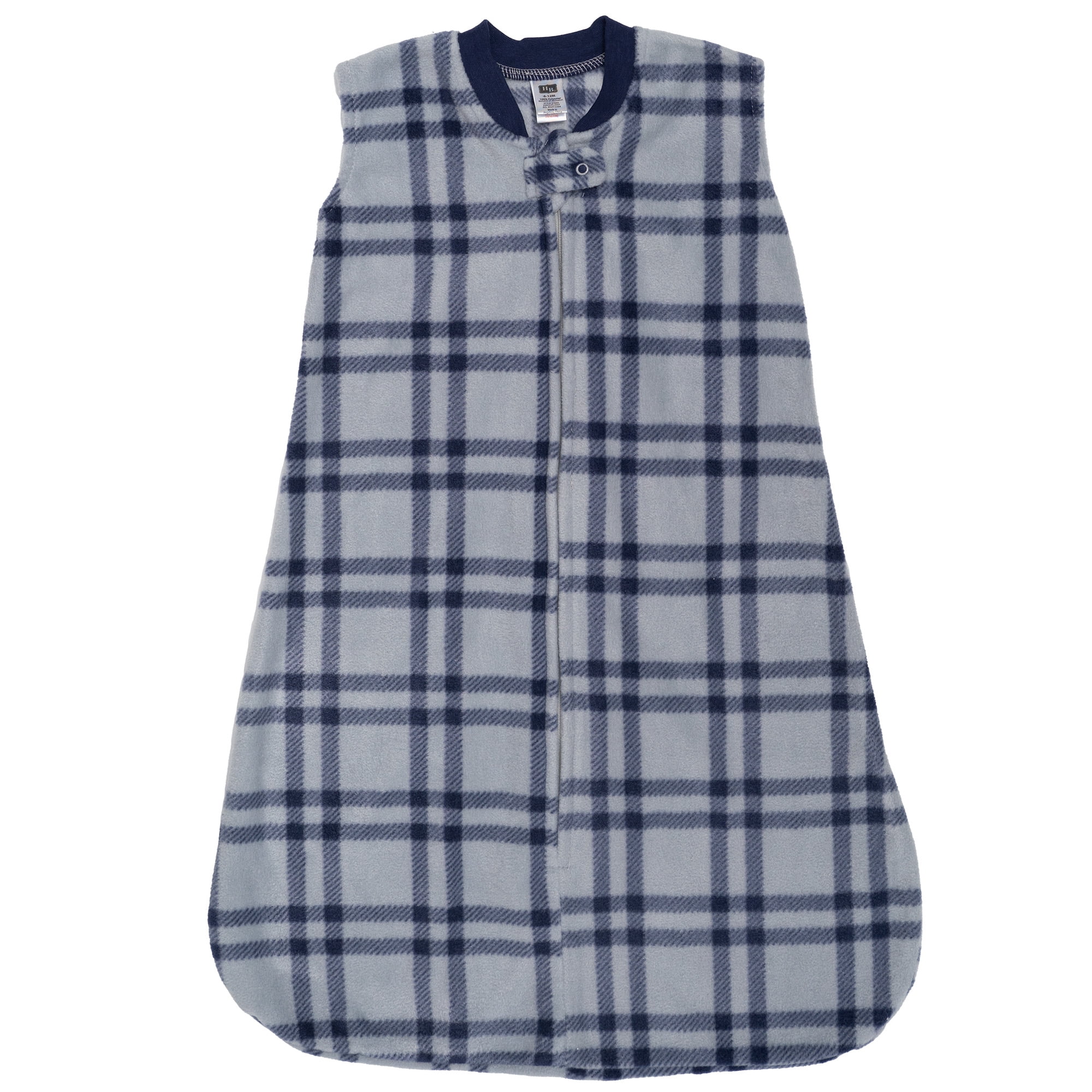 Hudson Baby Infant Boys Fleece Sleeping Bag, Sack, Blanket, Gray Navy Plaid, 12-18 Months