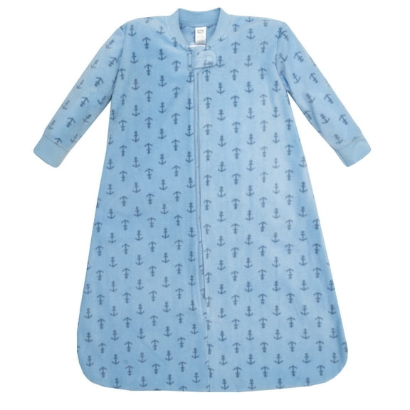 Hudson Baby Infant Boys Long-Sleeve Fleece Sleeping Bag, Blue Anchor, 6-12 Months