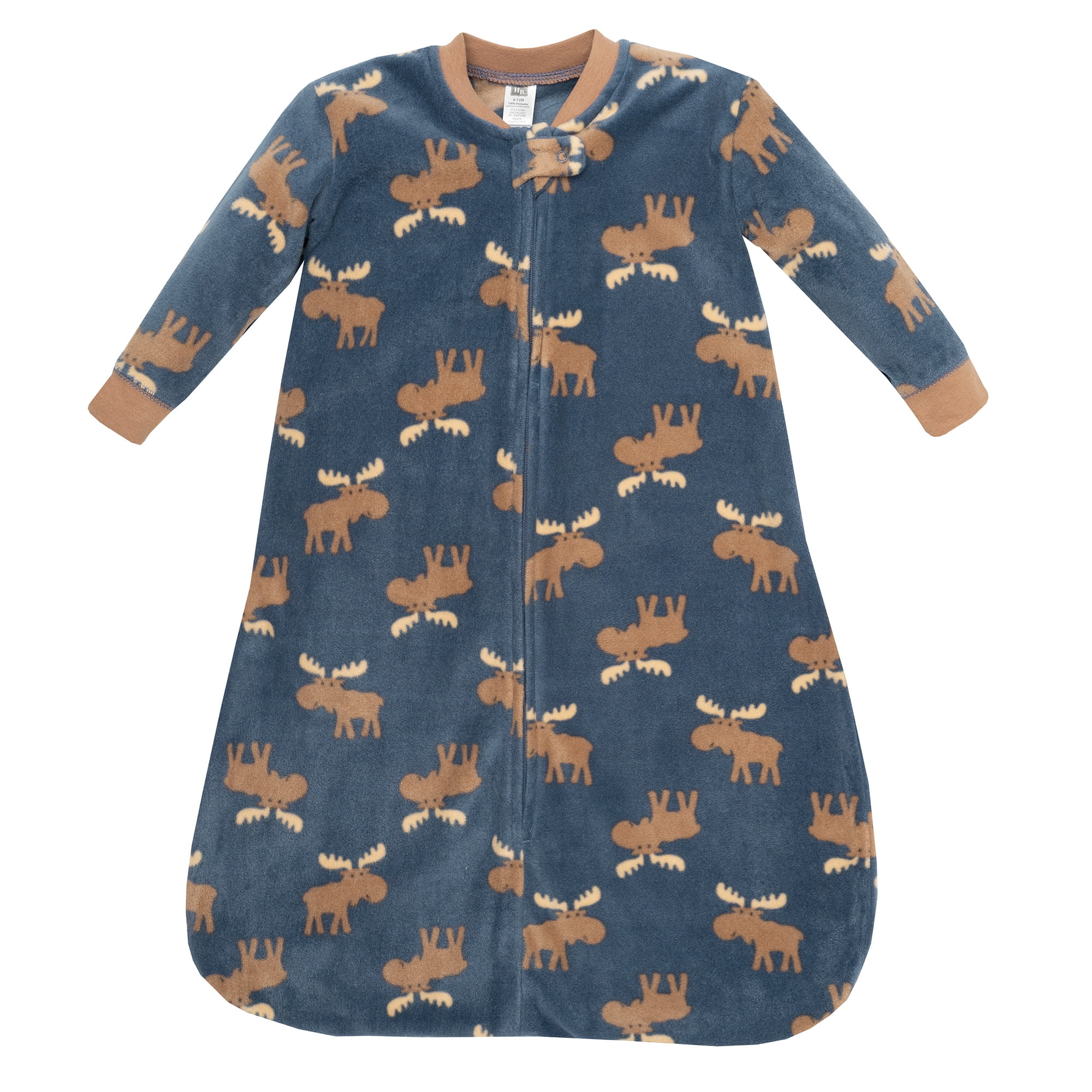 Hudson Baby Infant Boys Long-Sleeve Fleece Sleeping Bag, Blue Moose, 6-12 Months