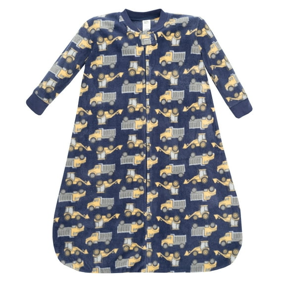 Hudson Baby Infant Boys Long-Sleeve Fleece Sleeping Bag, Construction Trucks, 6-12 Months