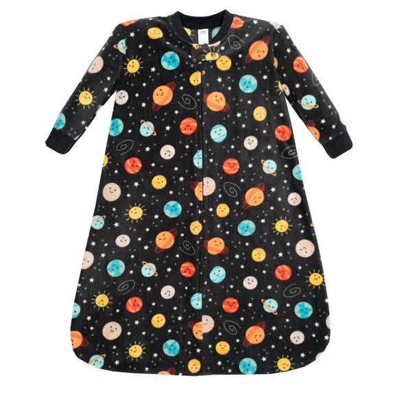 Hudson Baby Infant Boys Long-Sleeve Fleece Sleeping Bag, Happy Planets, 0-6 Months