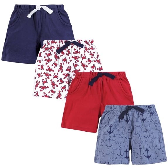 Hudson Baby Infant Boys Shorts Bottoms 4-Pack, Anchors And Shellfish, 5T