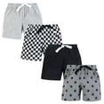 thumbnail image 1 of Hudson Baby Infant Boys Shorts Bottoms 4-Pack, Black Gray Stars, 3-6 Months, 1 of 3