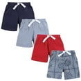 thumbnail image 1 of Hudson Baby Infant Boys Shorts Bottoms 4-Pack, Blue Bandana, 9-12 Months, 1 of 3