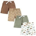 thumbnail image 1 of Hudson Baby Infant Boys Shorts Bottoms 4-Pack, Brown Sage Dinosaurs, 3-6 Months, 1 of 3