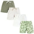 thumbnail image 1 of Hudson Baby Infant Boys Shorts Bottoms 4-Pack, Green Palms, 0-3 Months, 1 of 3