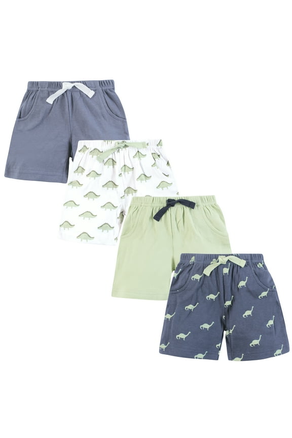 Infant Boys Shorts Bottoms 4-Pack, Mighty Cute Dino, 0-3 Months