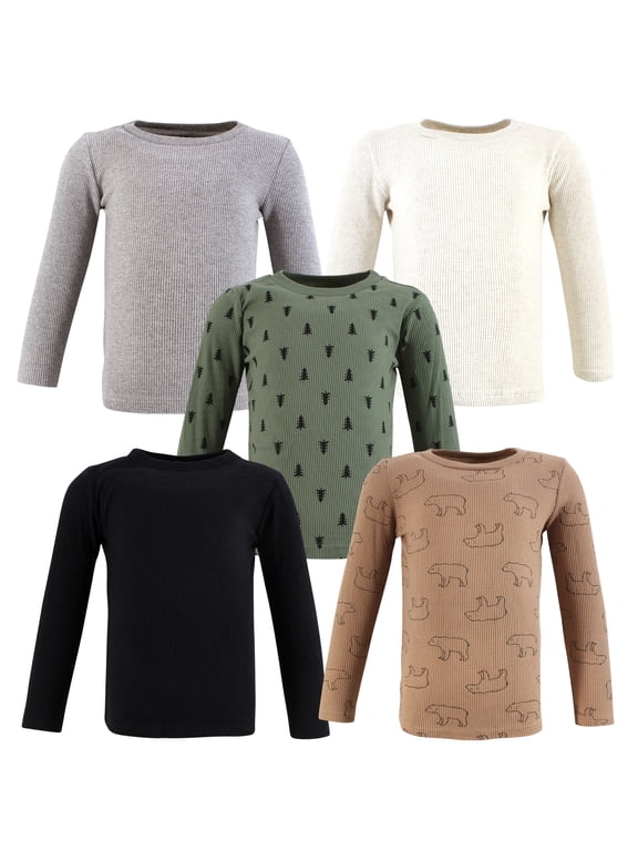 Infant Boys Thermal Long Sleeve Tees 5pk, Bear Tree, 2T