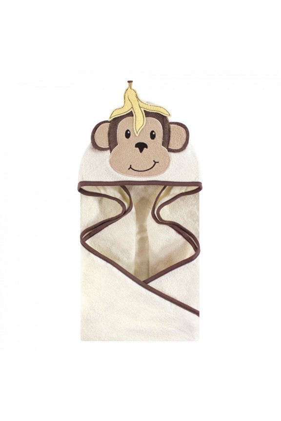 Infant Cotton Animal Face Hooded Towel, Banana Monkey, One Size