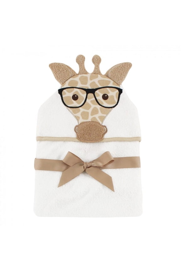 Infant Cotton Animal Face Hooded Towel, Nerdy Giraffe, One Size