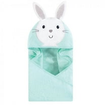 Hudson Baby Infant Cotton Animal Hooded Towel, Mint Bunny, One Size