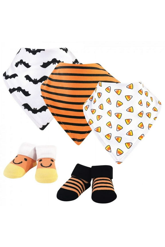 Infant Cotton Bib & Sock Set, Candy Corn, One Size, 5-Piece