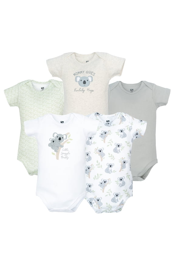 Infant Cotton Bodysuits 5-Pack, Koala Hugs, 0-3 Months