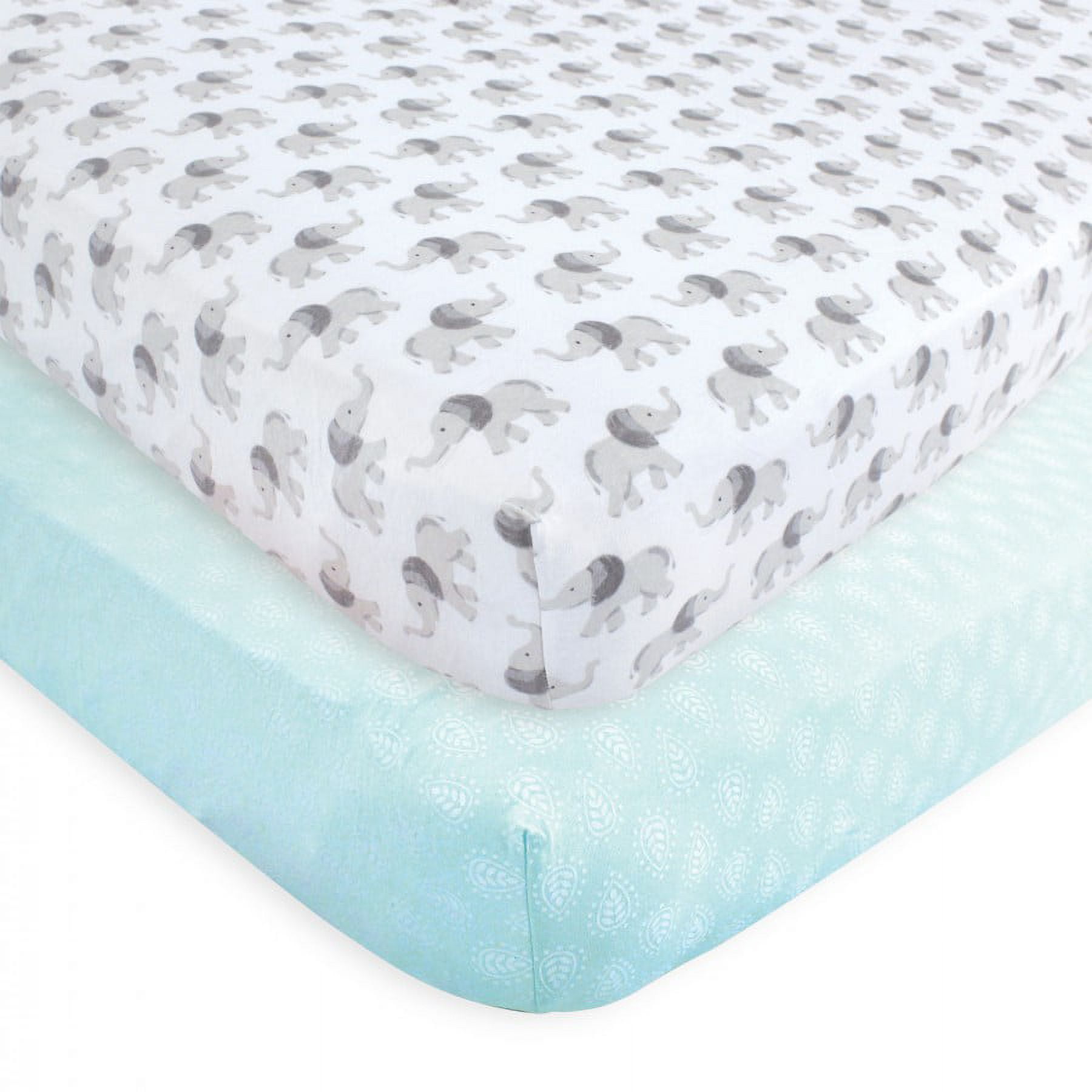 Hudson Baby Infant Cotton Fitted Crib Sheet, Gray Elephant, One Size