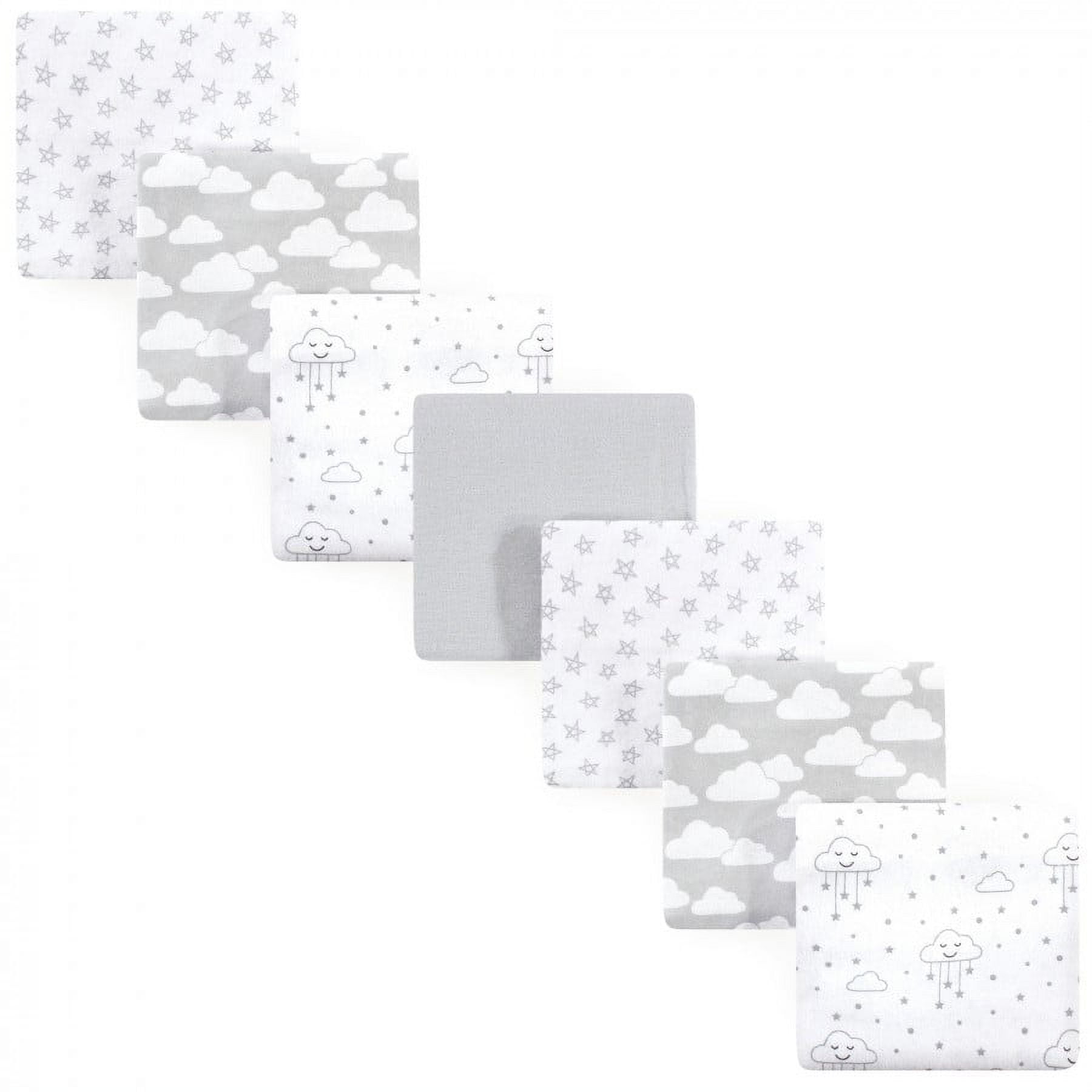 Hudson Baby Infant Cotton Flannel Receiving Blankets Bundle, Gray Clouds, One Size