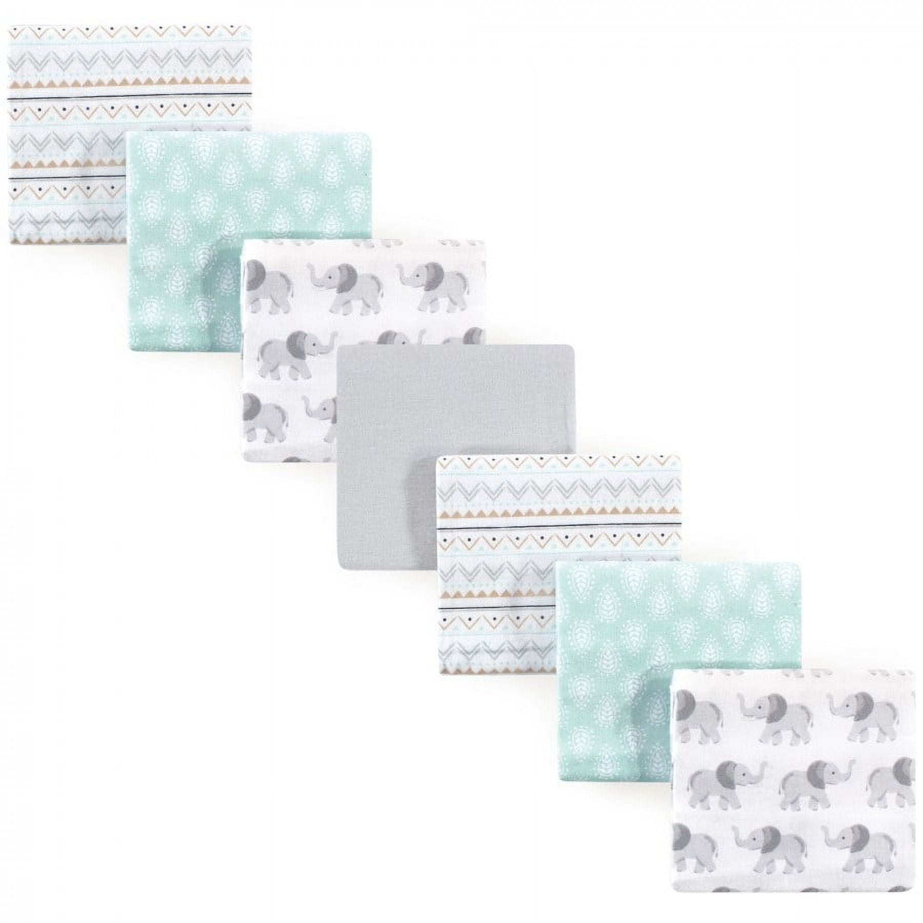 Hudson Baby Unisex Baby Cotton Poly Flannel Receiving Blankets Bundle, Gray Elephant, One Size