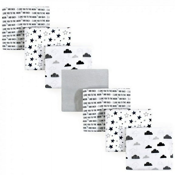 Hudson Baby Infant Cotton Flannel Receiving Blankets Bundle, Moon And Back, One Size