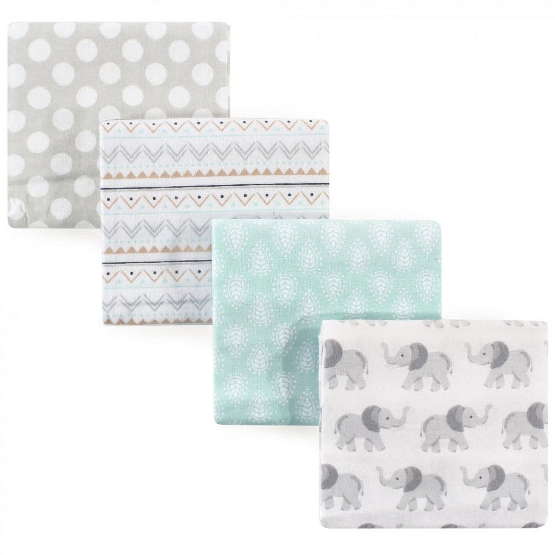 Hudson Baby Infant Cotton Flannel Receiving Blankets, Gray Elephant, One Size