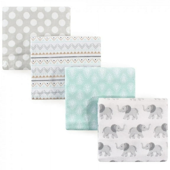 Hudson Baby Unisex Baby Cotton Poly Flannel Receiving Blankets, Gray Elephant, One Size